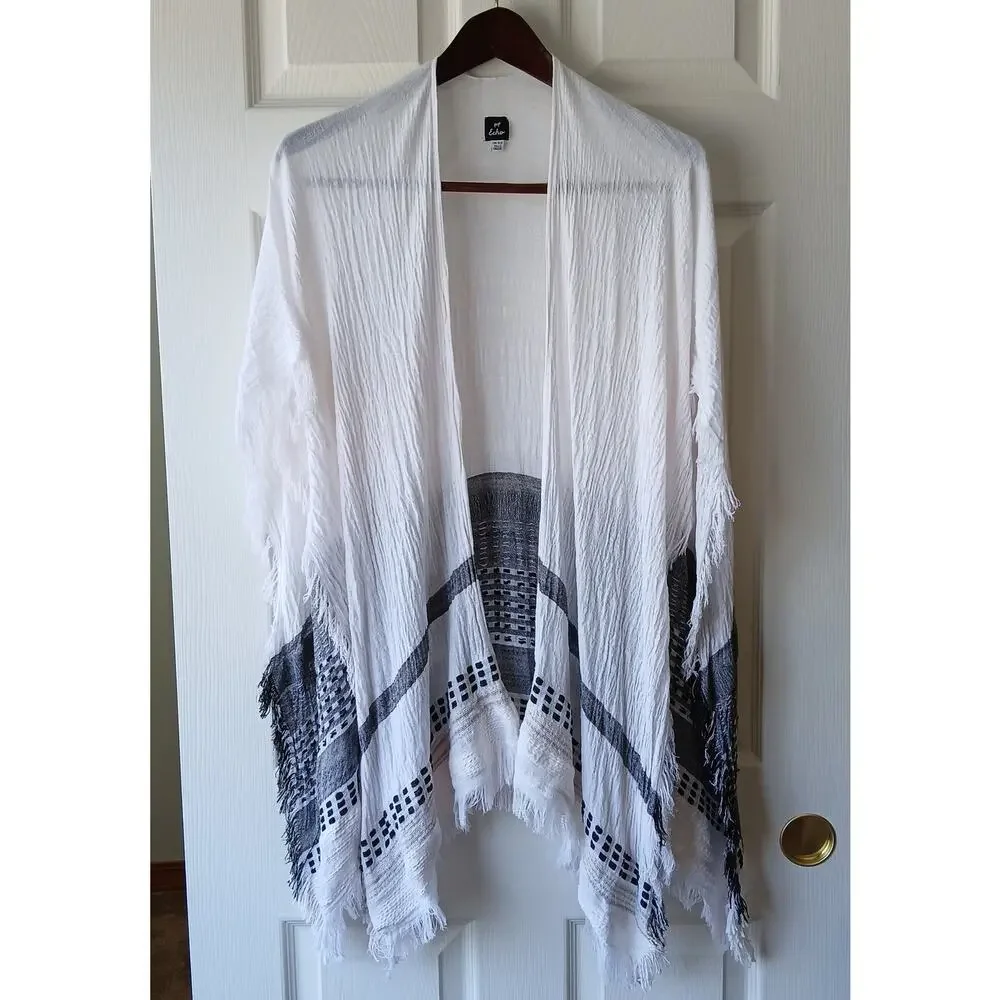 Echo Lightweight Gauze Caftan Shawl OSFA rayon cotton woven poncho scarf wrap